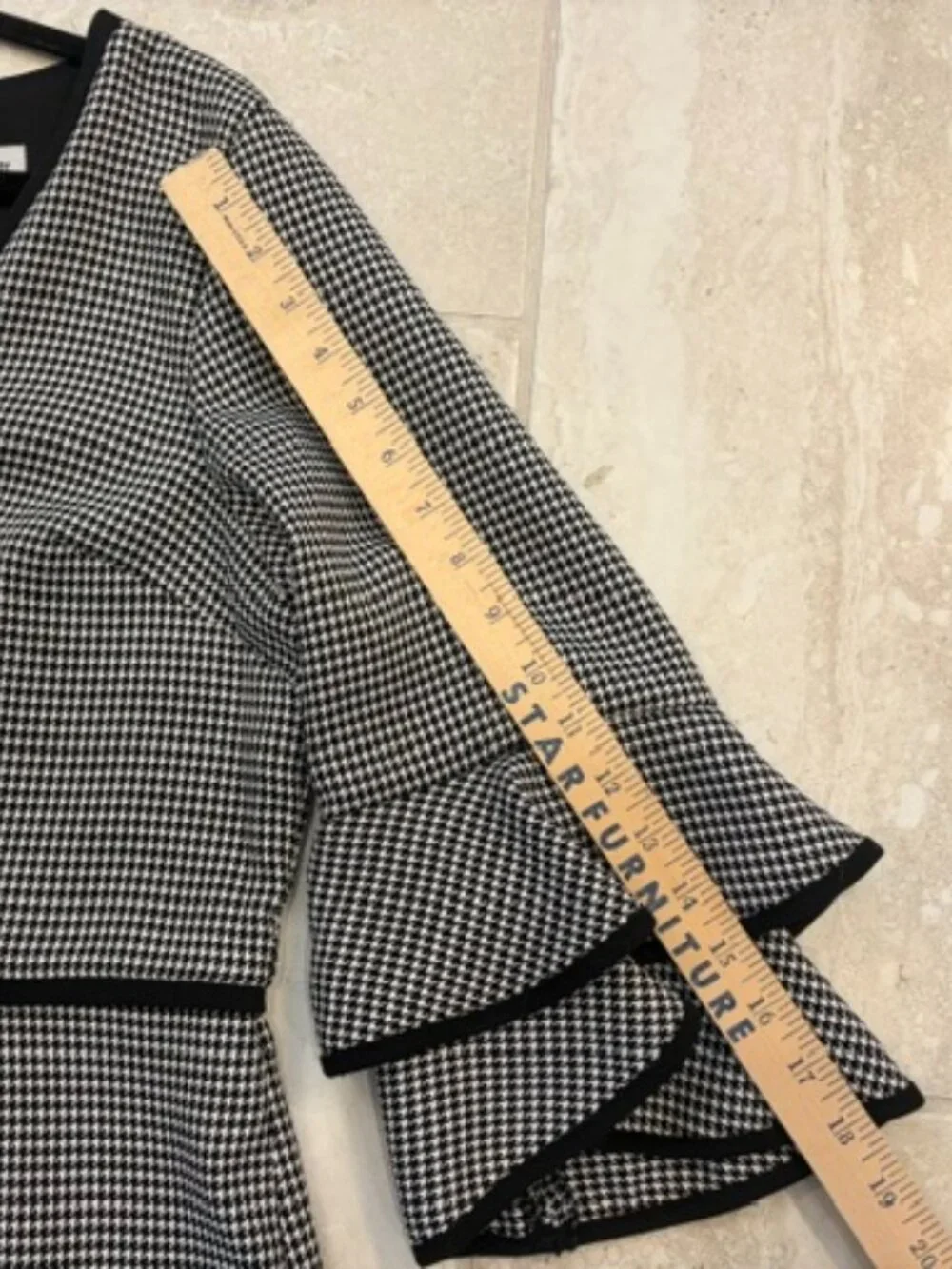 Shelby & Palmer Houndstooth Black/White Bell Sleeve Dress Sz 16 Academia Preppy